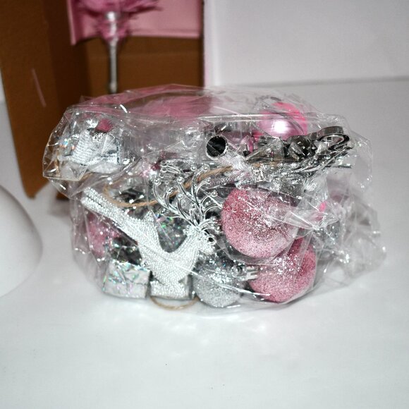 VERAT 24”/2ft Tabletop Christmas Tree with Lights, Pink Artificial Mini Xmas Tre - Picture 2 of 4